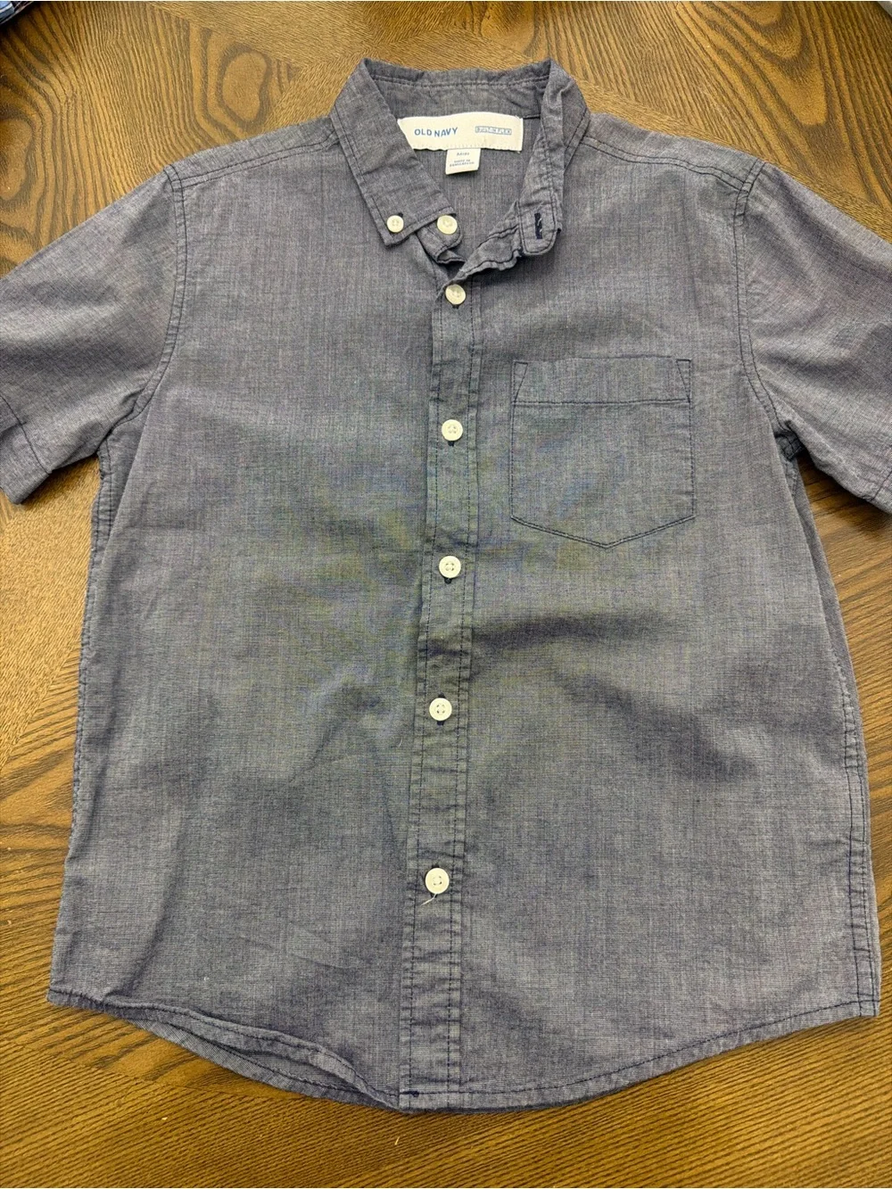 Old Navy Men's Short-Sleeve Button-Down Shirt - Denim Blue